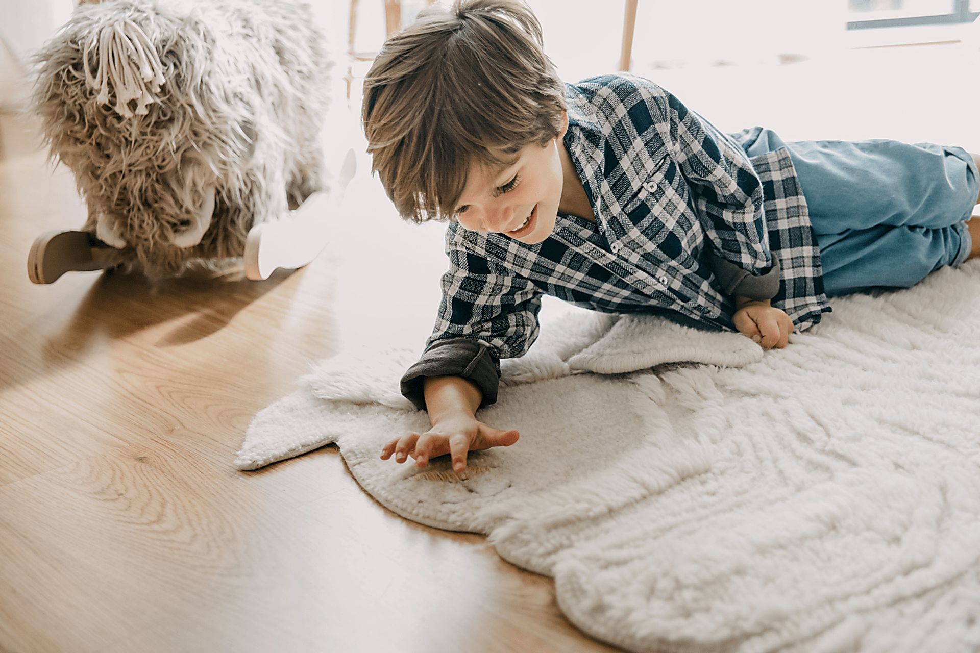 Kids Sheep White 4' x 5'7 Machine Washable Rug - Image 7
