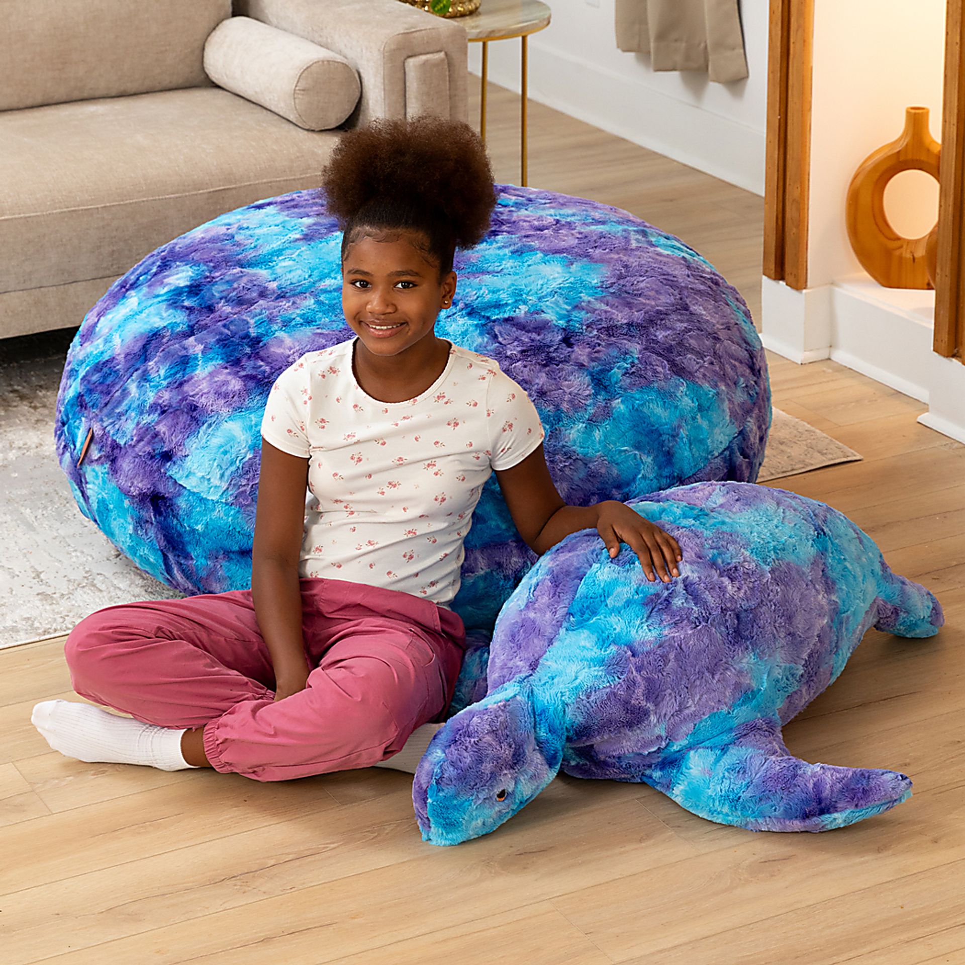 Kids Shelly the Turtle Tie-Dye Purple Bean Bag - Image 5
