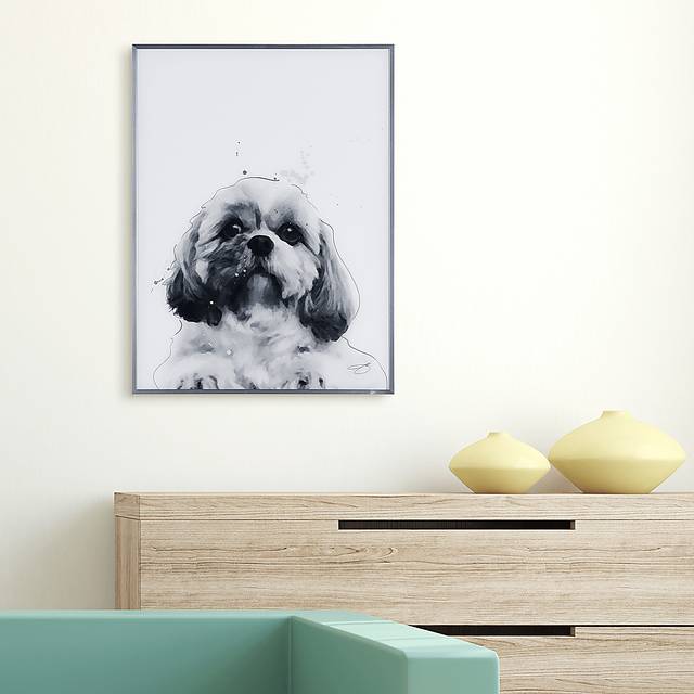 Kids Shih-Tzu Pup Black Wall Art - Thumbnail - Image 6