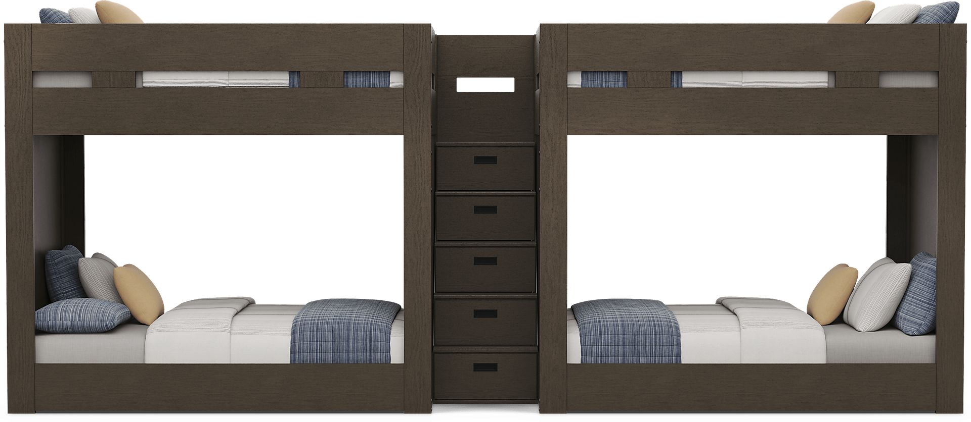 Kids Sierra Summit Brown Oak Full Double Length Quad Step Bunk Bed - Image 2