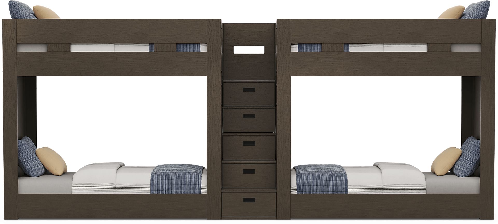 Kids Sierra Summit Brown Oak Twin Double Length Quad Step Bunk Bed - Image 2