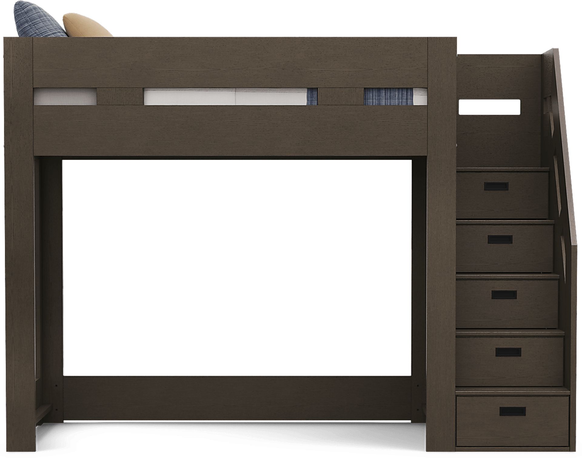 Kids Sierra Summit Brown Oak Twin Step Loft Bed with 1 Closed End Panel - Image 2