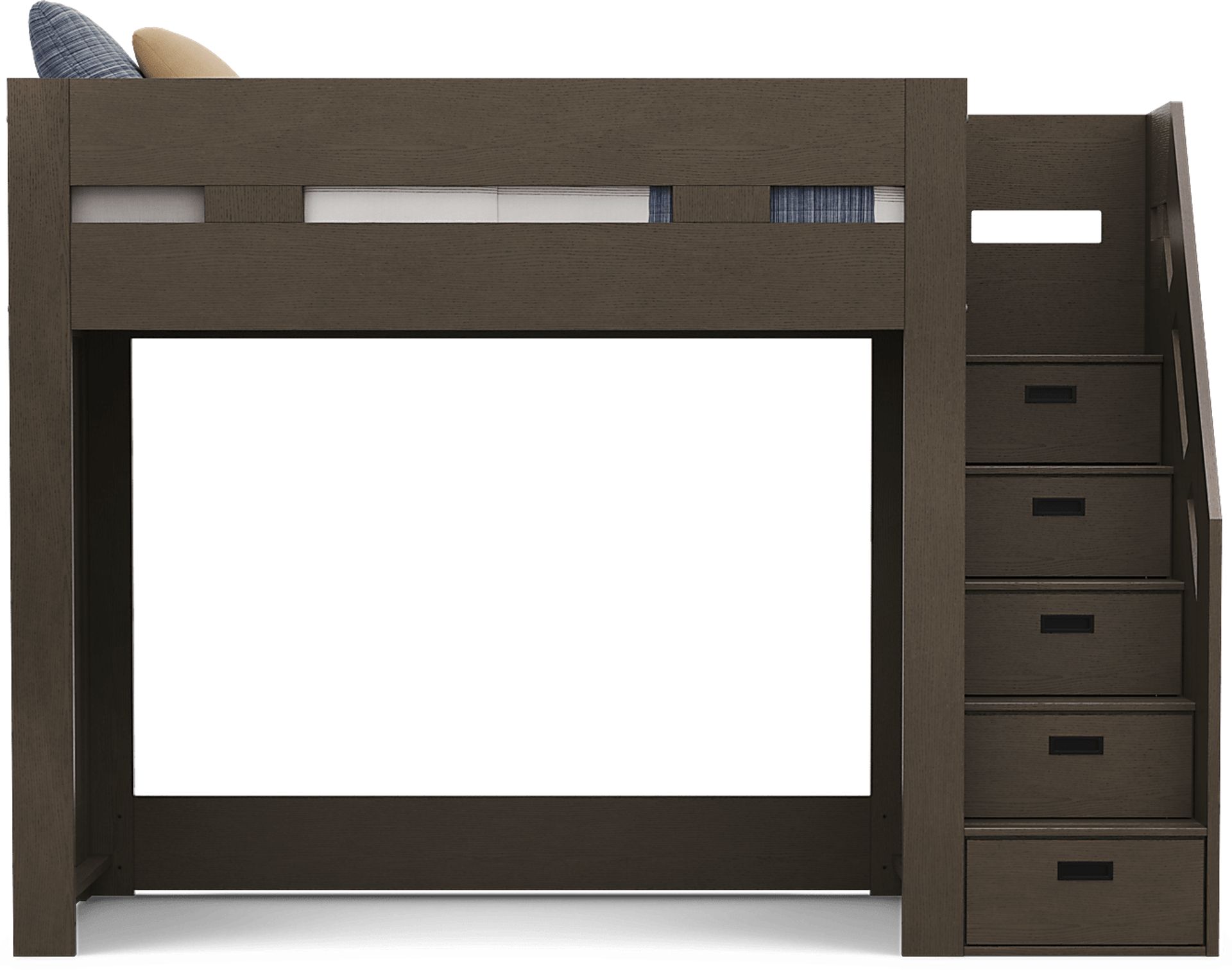 Kids Sierra Summit Brown Oak Twin Step Loft Bed with 2 Closed End Panels - Image 3