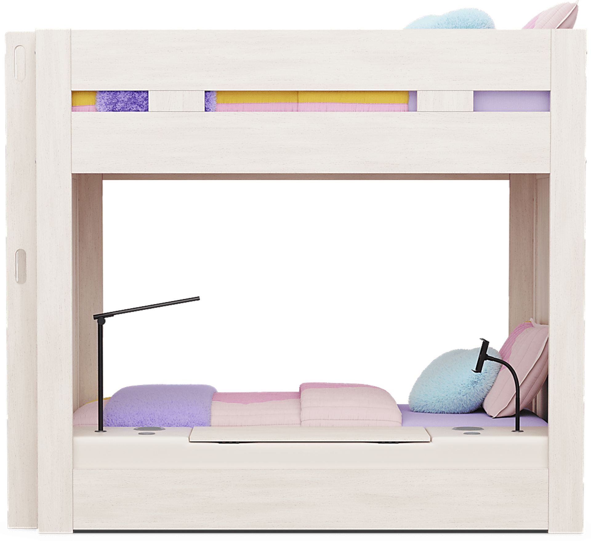 Kids Sierra Summit Linen Twin/Full Bunk Bed with Tech Console and 2 Closed End Panels - Image 5