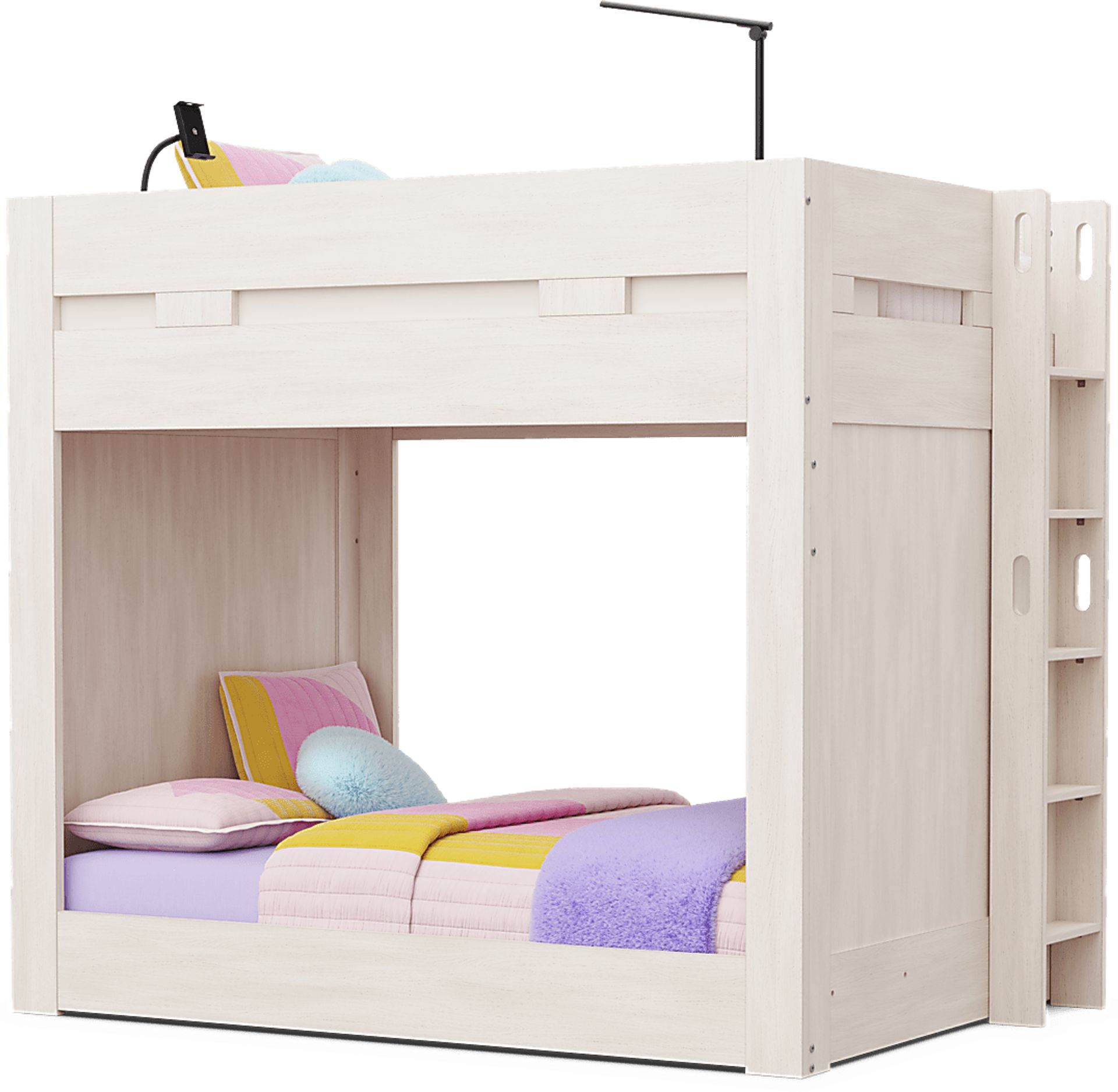 Kids Sierra Summit Linen Twin/Full Bunk Bed with Tech Console and 2 Closed End Panels - Image 6