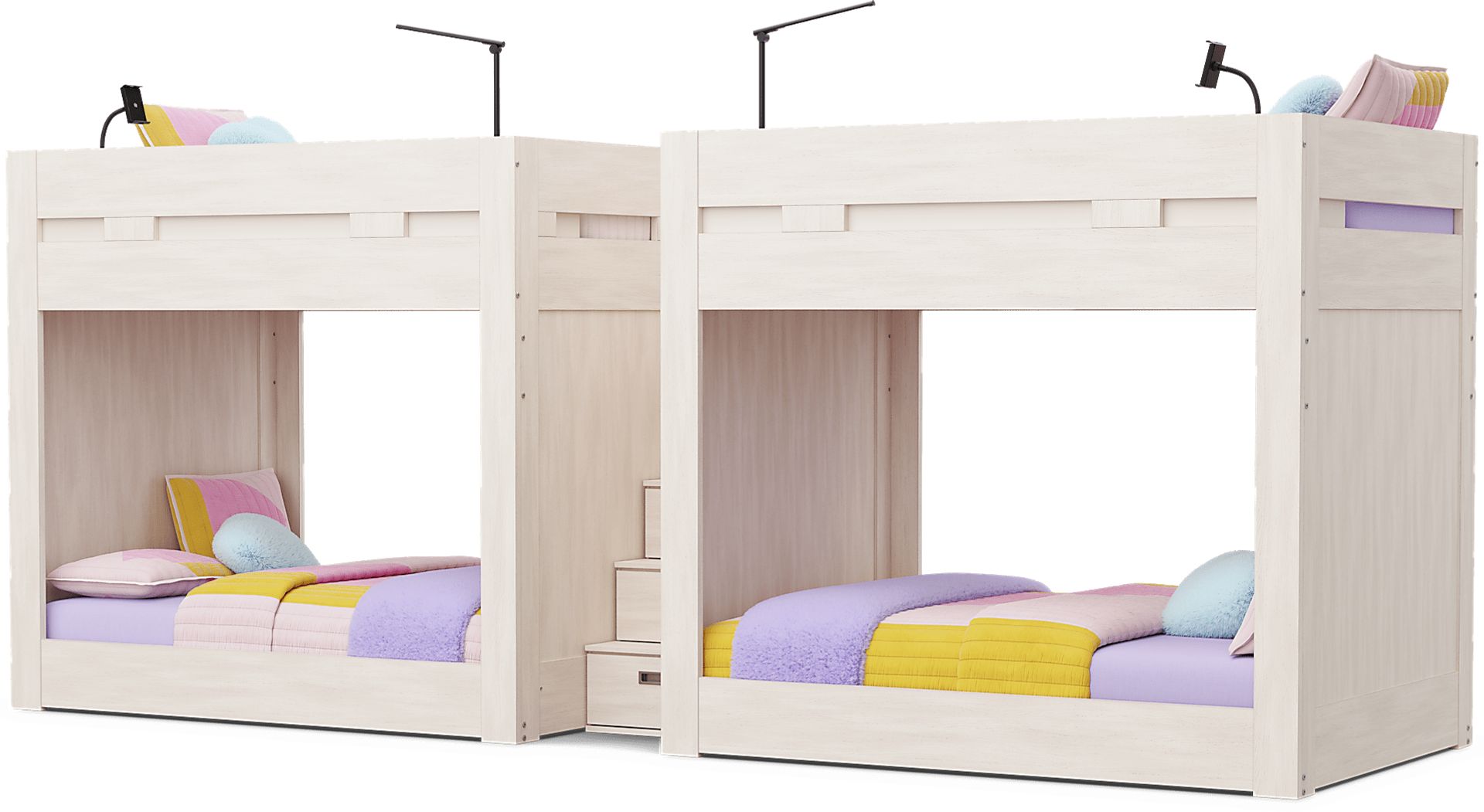 Kids Sierra Summit Linen Twin/Full Double Length Quad Step Bunk Bed with 2 Tech Consoles - Image 3
