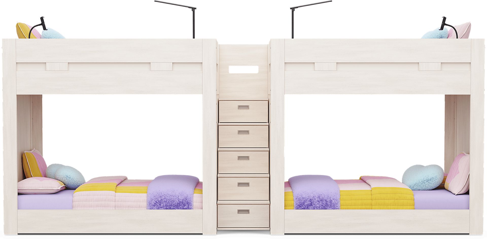 Kids Sierra Summit Linen Twin/Full Double Length Quad Step Bunk Bed with 2 Tech Consoles - Image 4