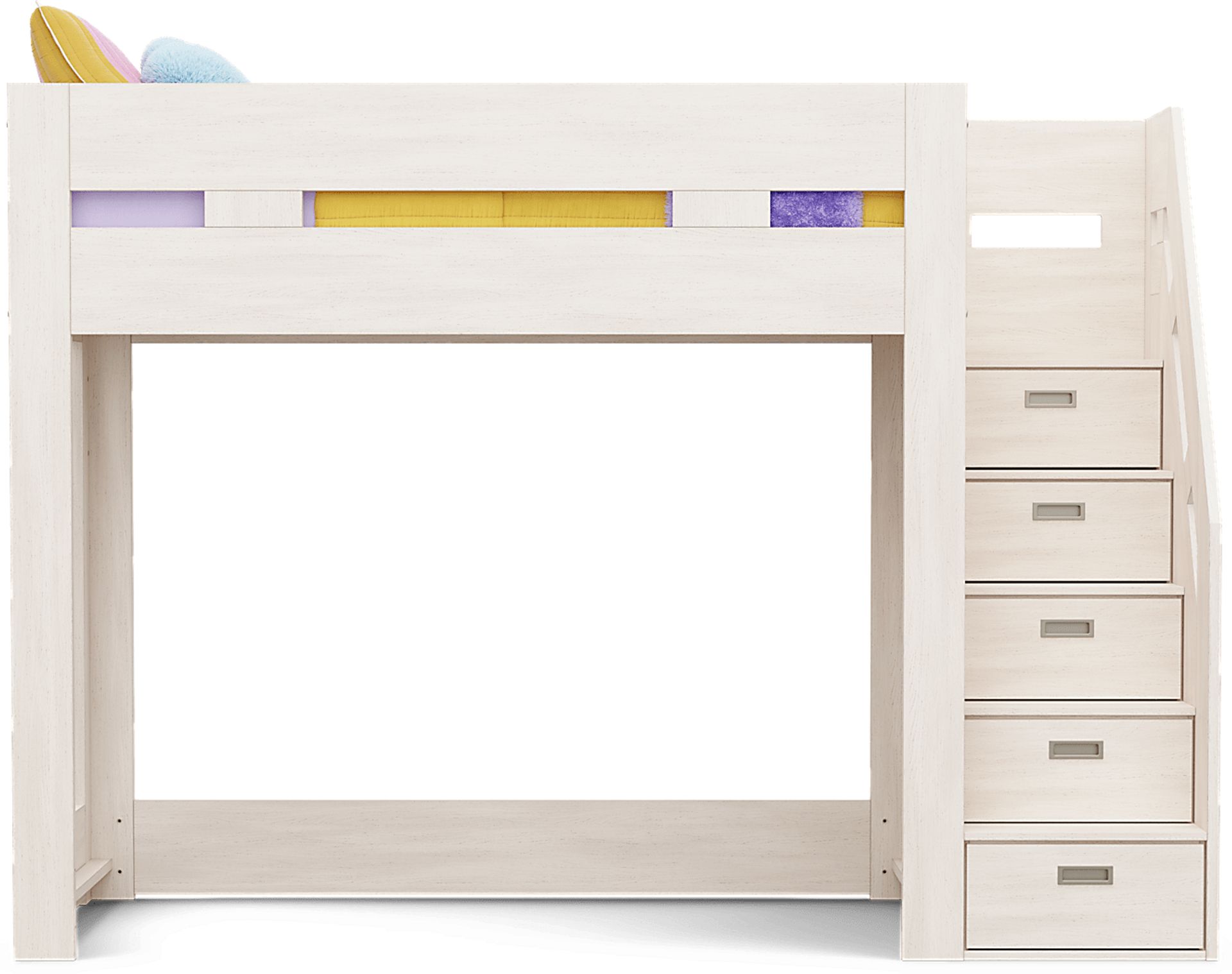 Kids Sierra Summit Linen Twin Step Loft Bed with 1 Closed End Panel - Image 4