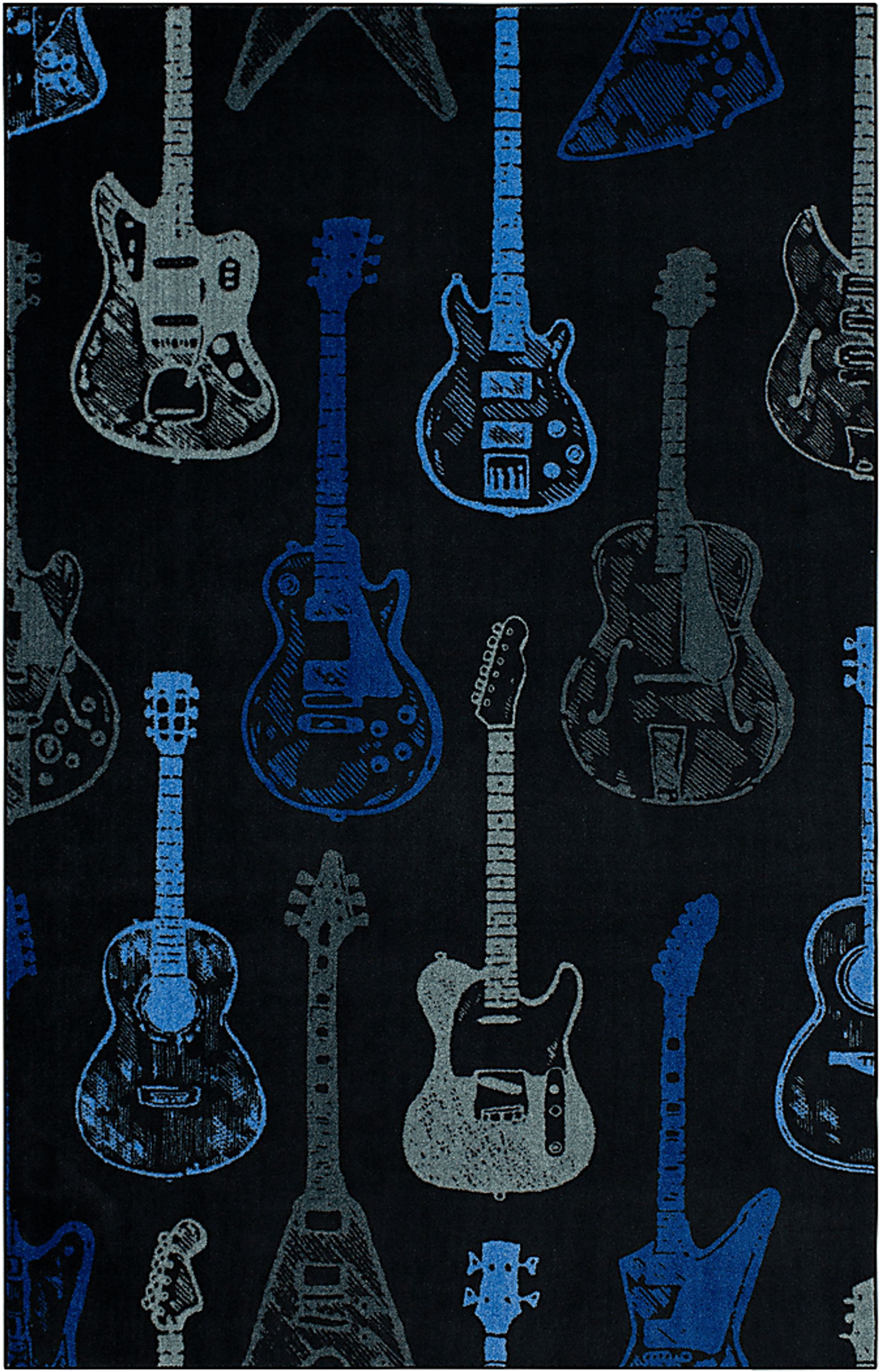 Kids Six String Blue 5' x 8' Rug - Image 1