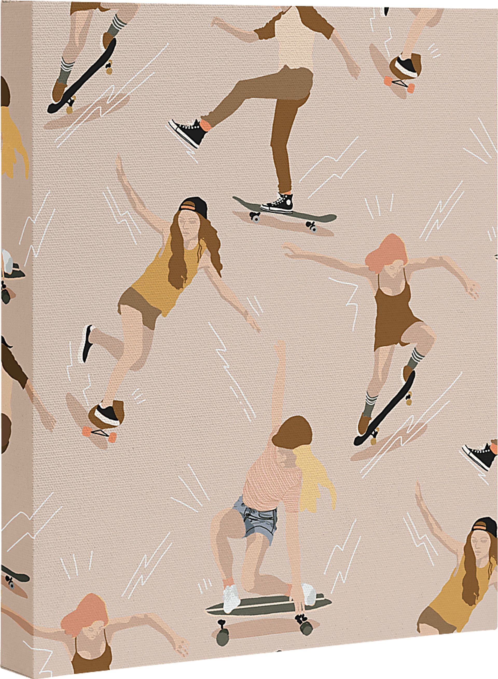 Kids Skateboard Fun II Taupe Artwork - Image 1