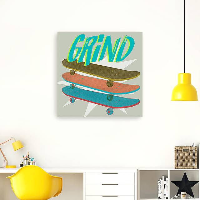 Kids Skateboard Grind Gray Artwork - Thumbnail - Image 2