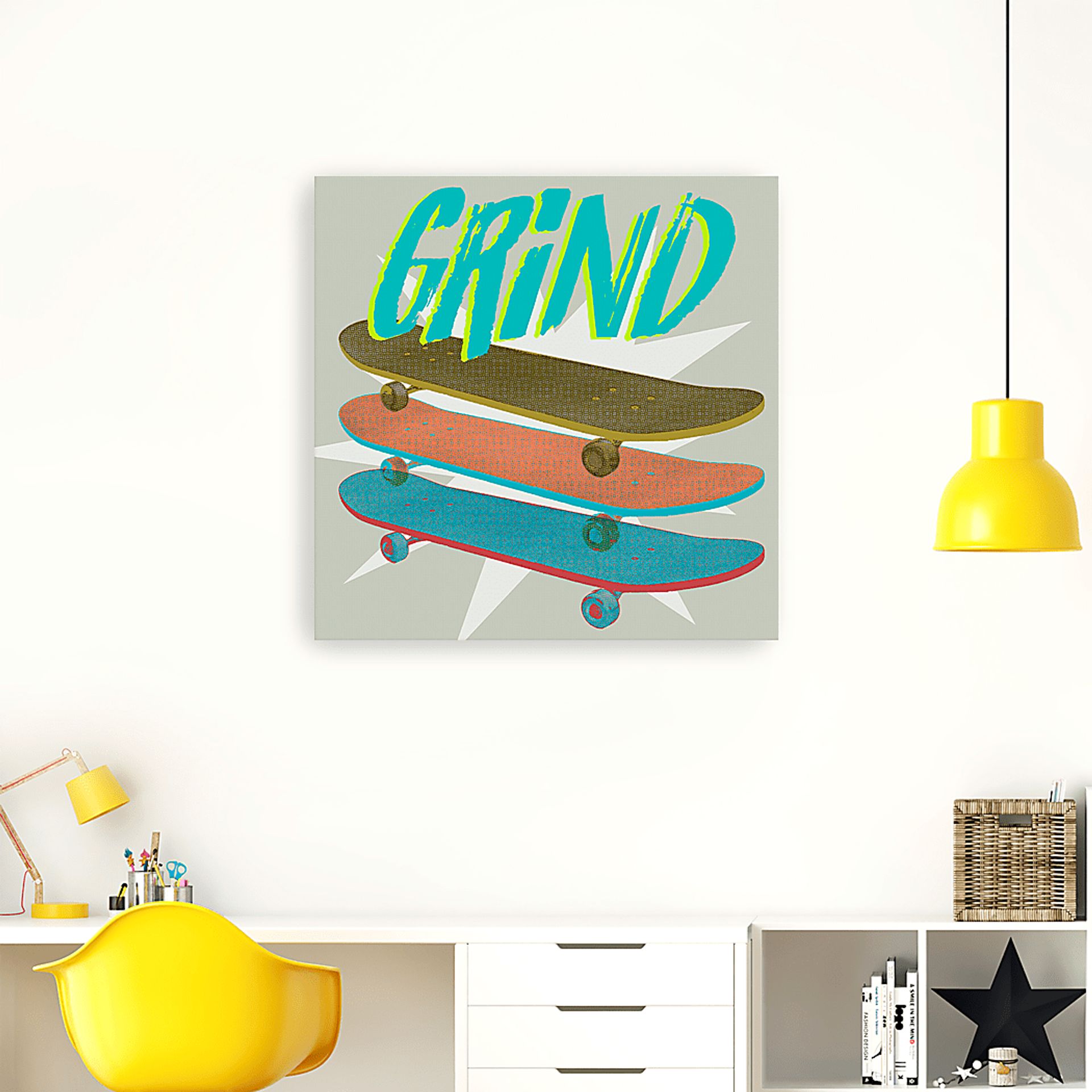 Kids Skateboard Grind Gray Artwork - Image 2