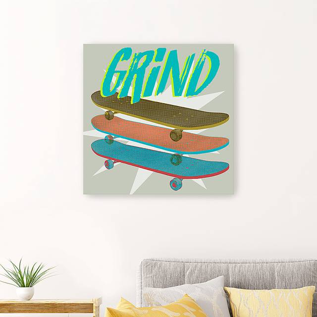 Kids Skateboard Grind Gray Artwork - Thumbnail - Image 3