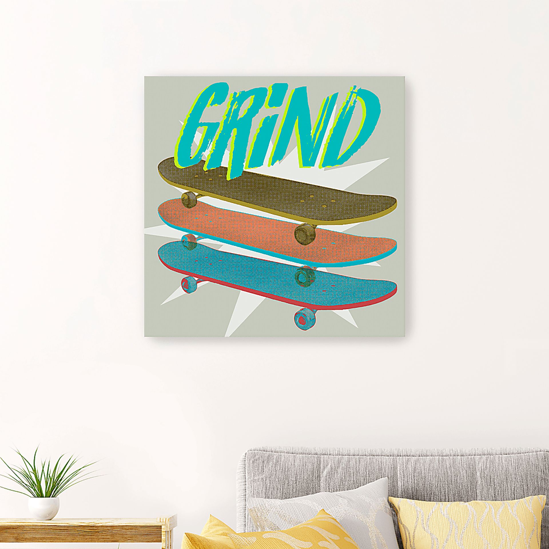 Kids Skateboard Grind Gray Artwork - Image 3