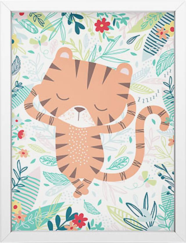 Kids Sleeping Tiger Green Mini Framed Artwork - Thumbnail - Image 1