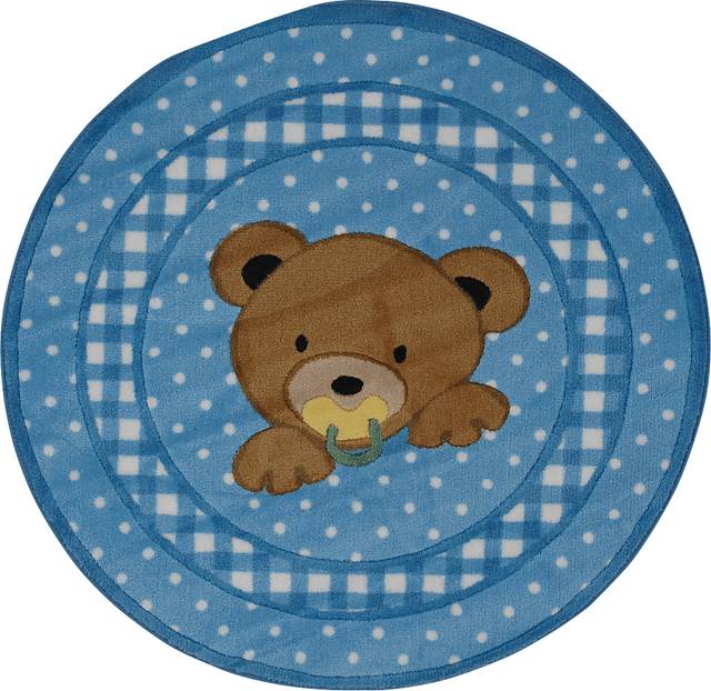 Kids Sleepy Teddy Blue 39 In. Round Rug - Thumbnail - Image 1