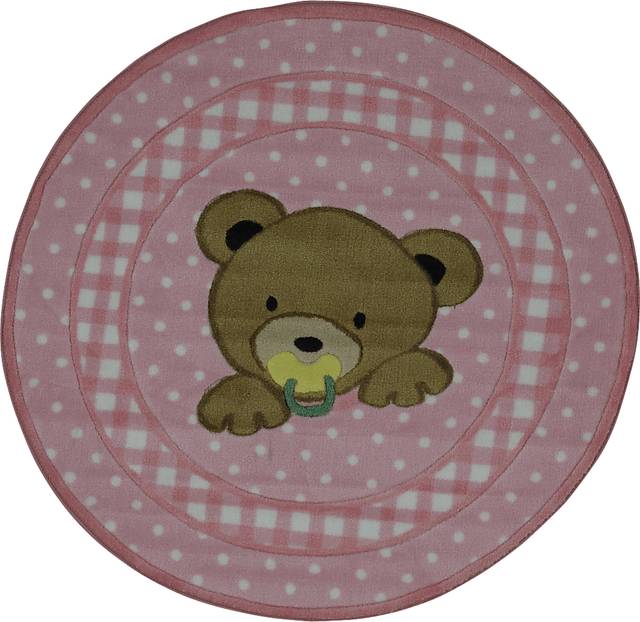 Kids Sleepy Teddy Pink 39 In. Round Rug - Thumbnail - Image 1