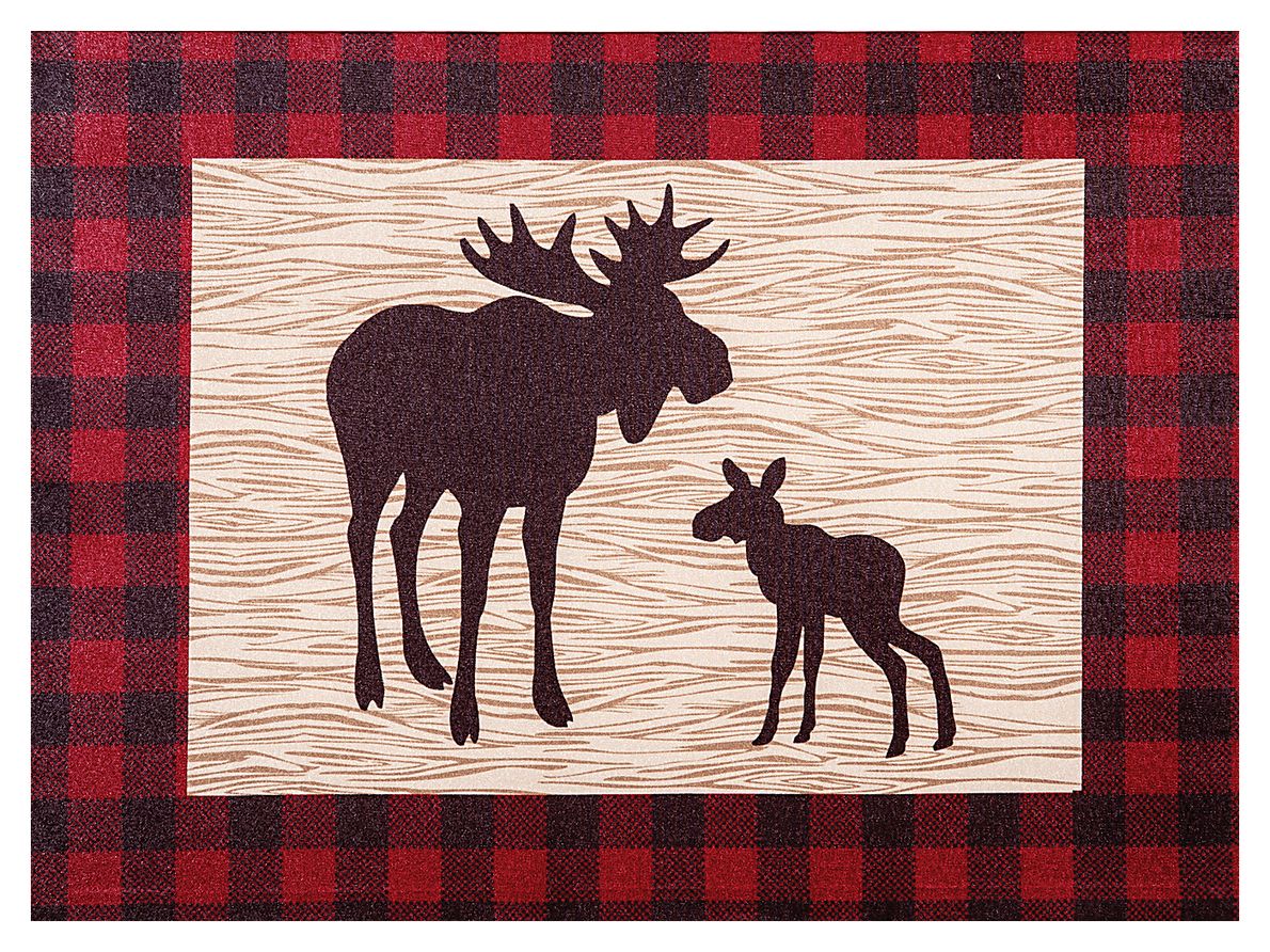 Kids Slumbering Moose Red Artwork