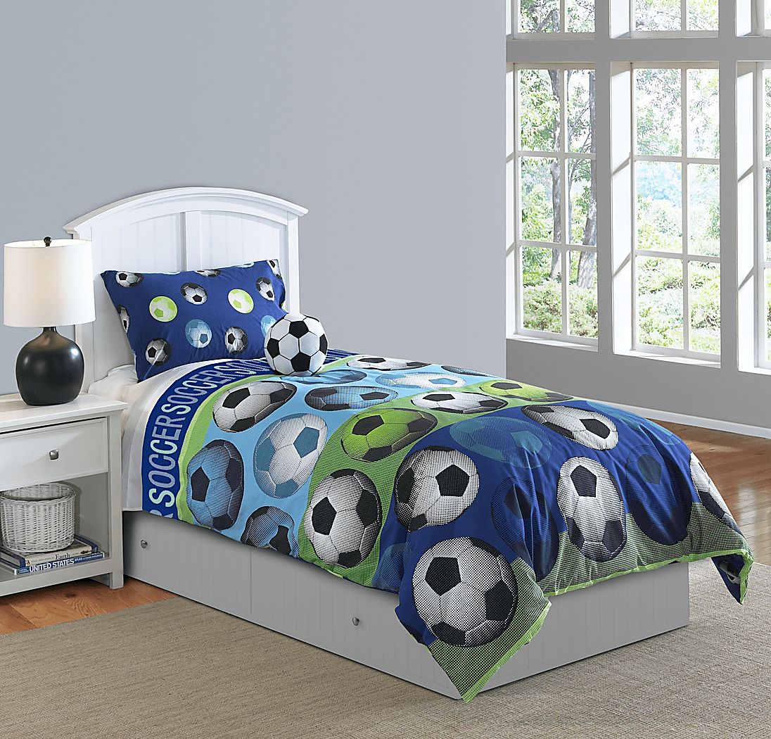 Kids Soccer Dreams Blue Full Comforter Set