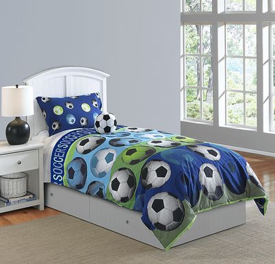 Kids Soccer Dreams Blue 4 Pc Full Comforter Set