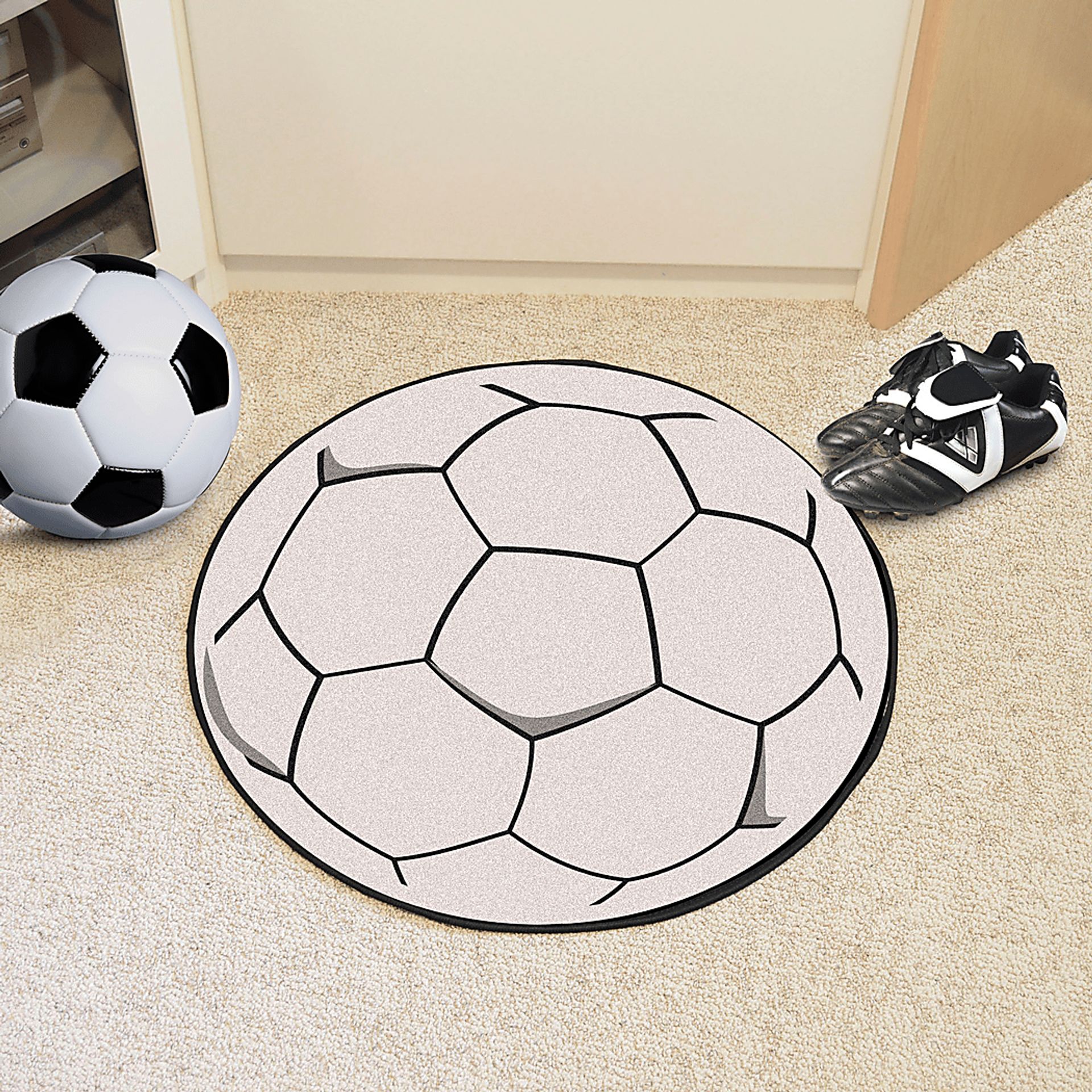 Kids Soccer Fever White 27 in. Round Rug - Image 2