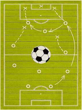 Kids Soccer Tactic Lime 5' x 7' Rug