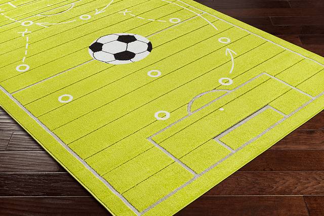 Kids Soccer Tactic Lime 7' x 9'  Rug - Thumbnail - Image 2