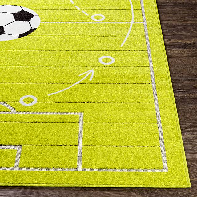 Kids Soccer Tactic Lime 7' x 9'  Rug - Thumbnail - Image 4