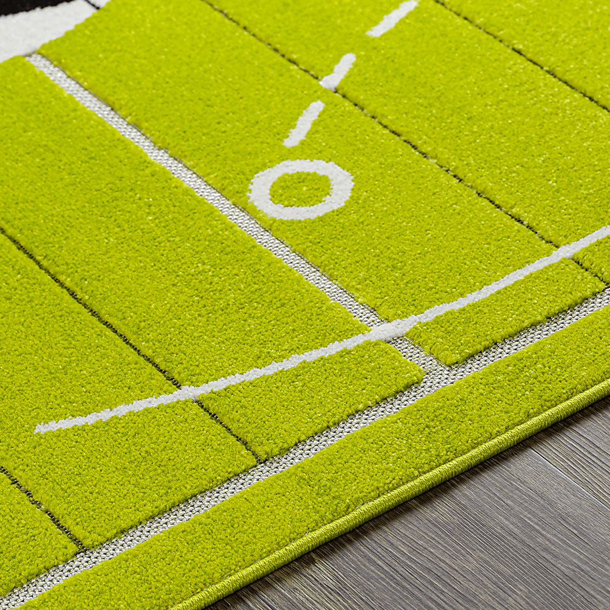 Kids Soccer Tactic Lime 7' x 9'  Rug