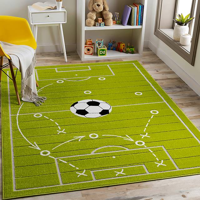Kids Soccer Tactic Lime 7' x 9'  Rug - Thumbnail - Image 6