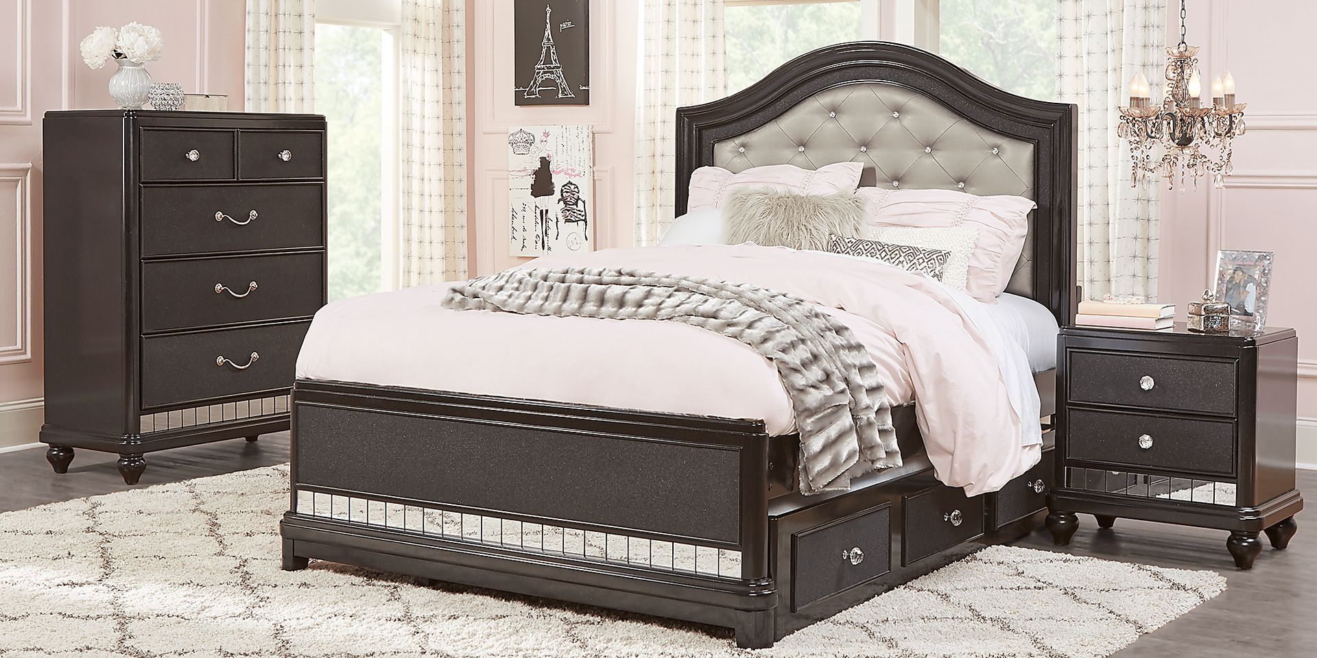 Kids Petit Paris Black 5 Pc Twin Panel Bedroom - Image 1