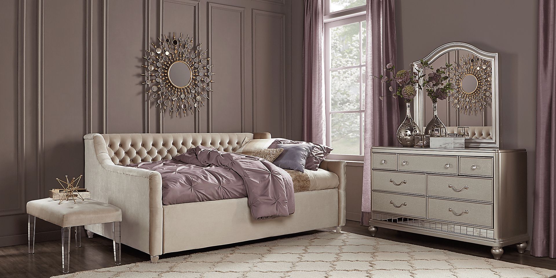 Kids Petit Paris Champagne 5 Pc Full Bedroom with Daybed - Image 2
