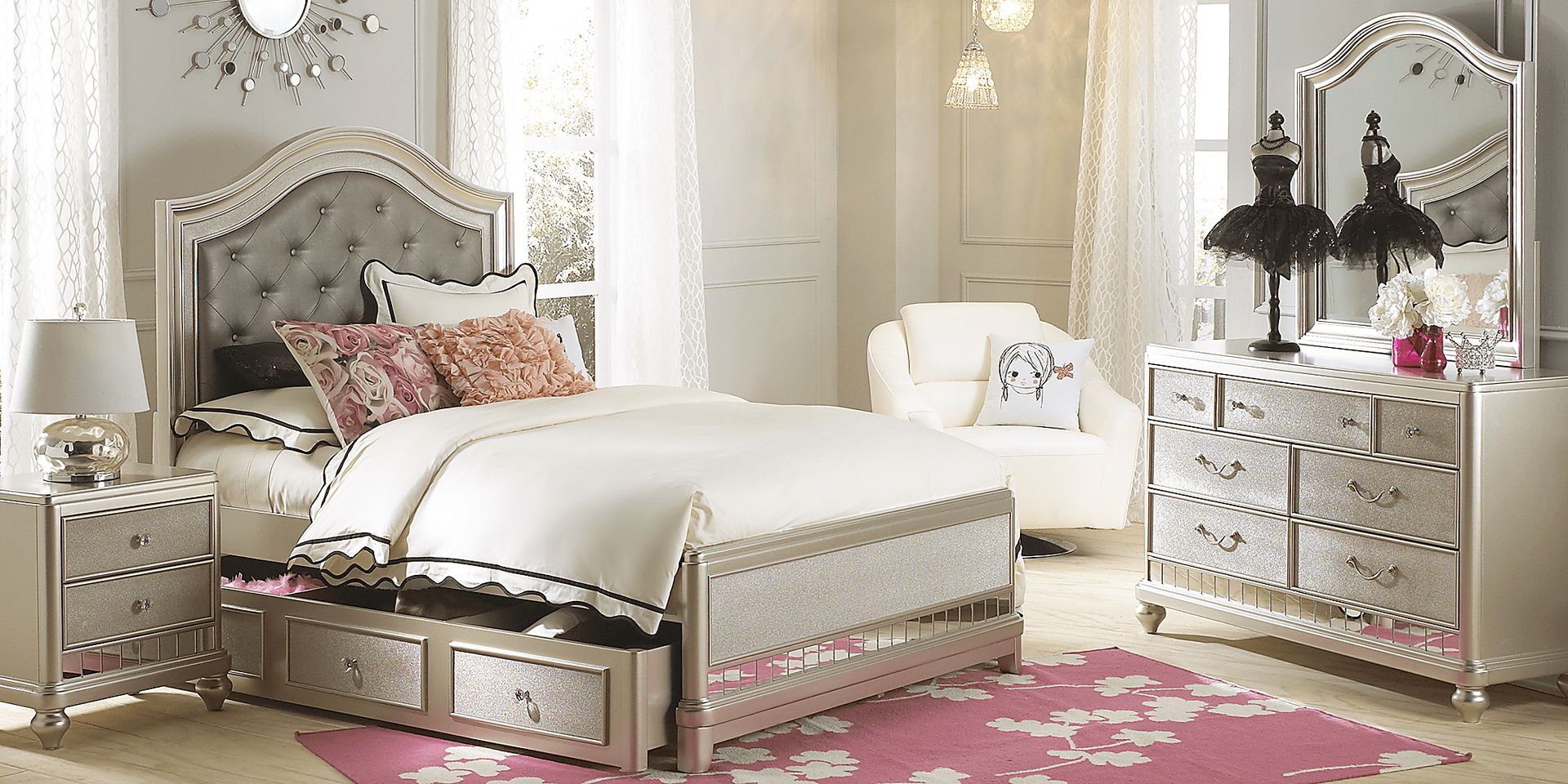 Kids Petit Paris Champagne 5 Pc Full Panel Bedroom - Image 1