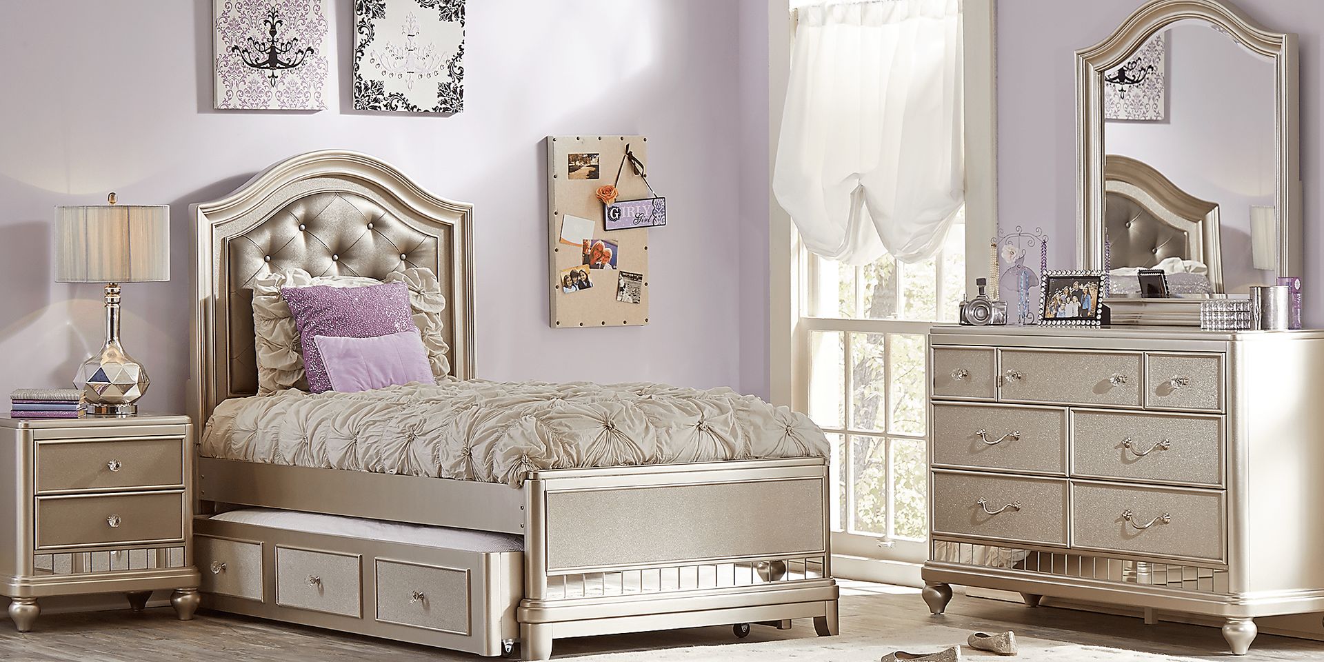 Kids Petit Paris Champagne 5 Pc Twin Panel Bedroom - Image 1