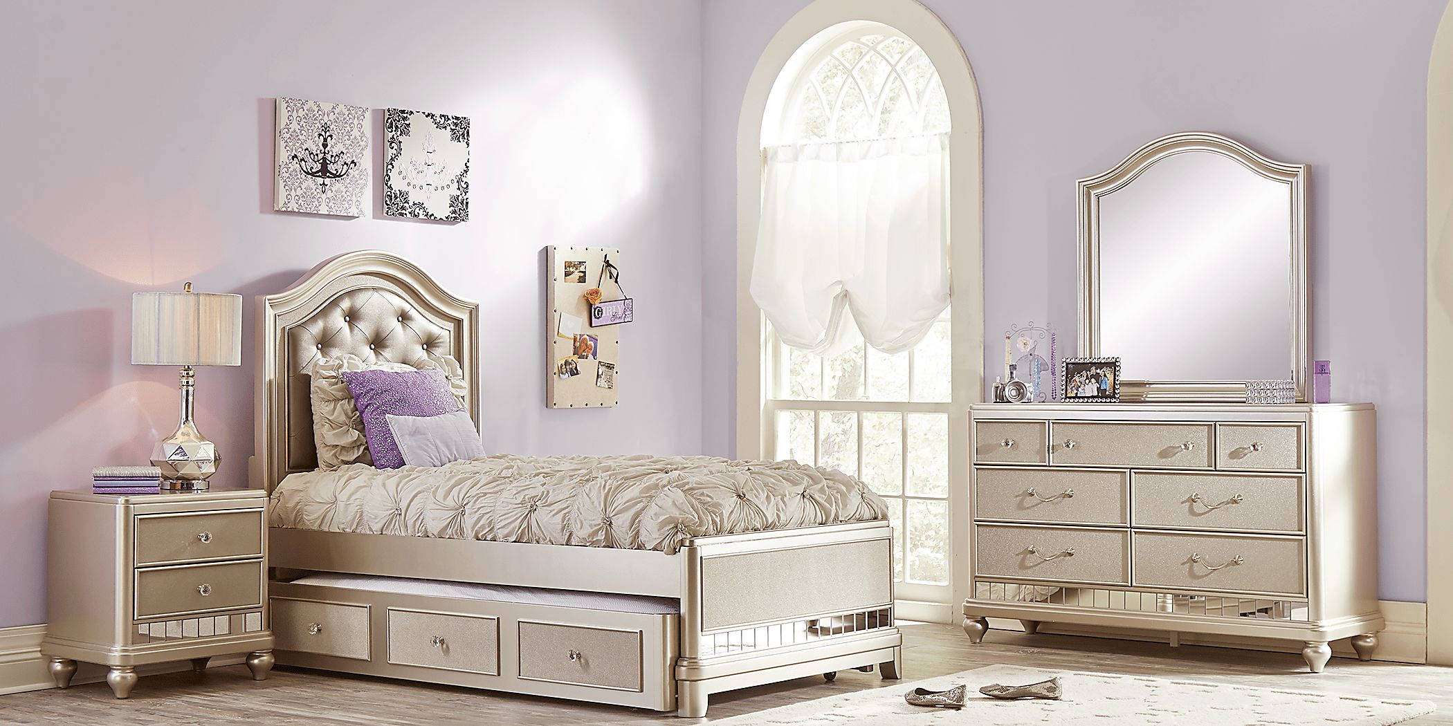 Purple and Silver Bedroom Dresser