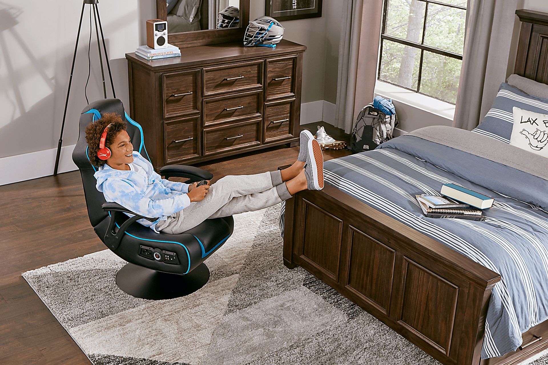 Kids Sound Trek Black/Blue Gaming Swivel Chair - Image 6