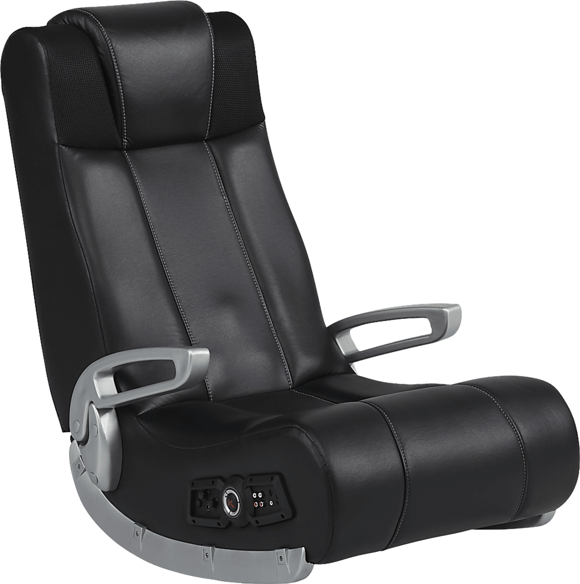 Kids Sound Trek Black/Silver Gaming Floor Rocker - Image 1