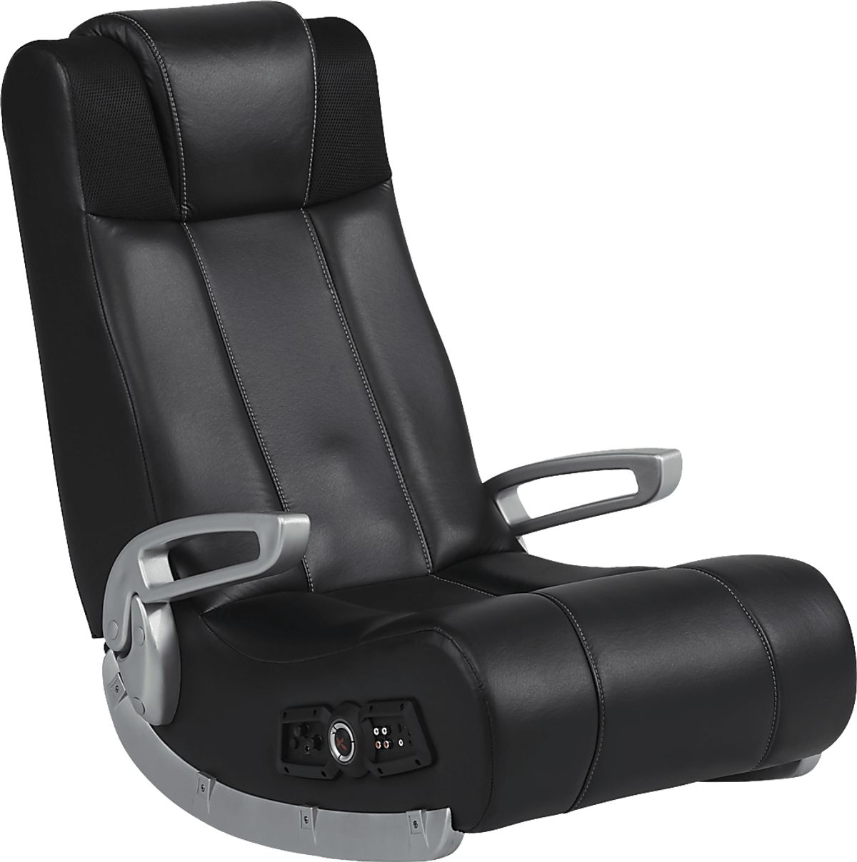 Sound Trek Black Faux Leather Fabric Gaming Floor Rocker | Rooms to Go