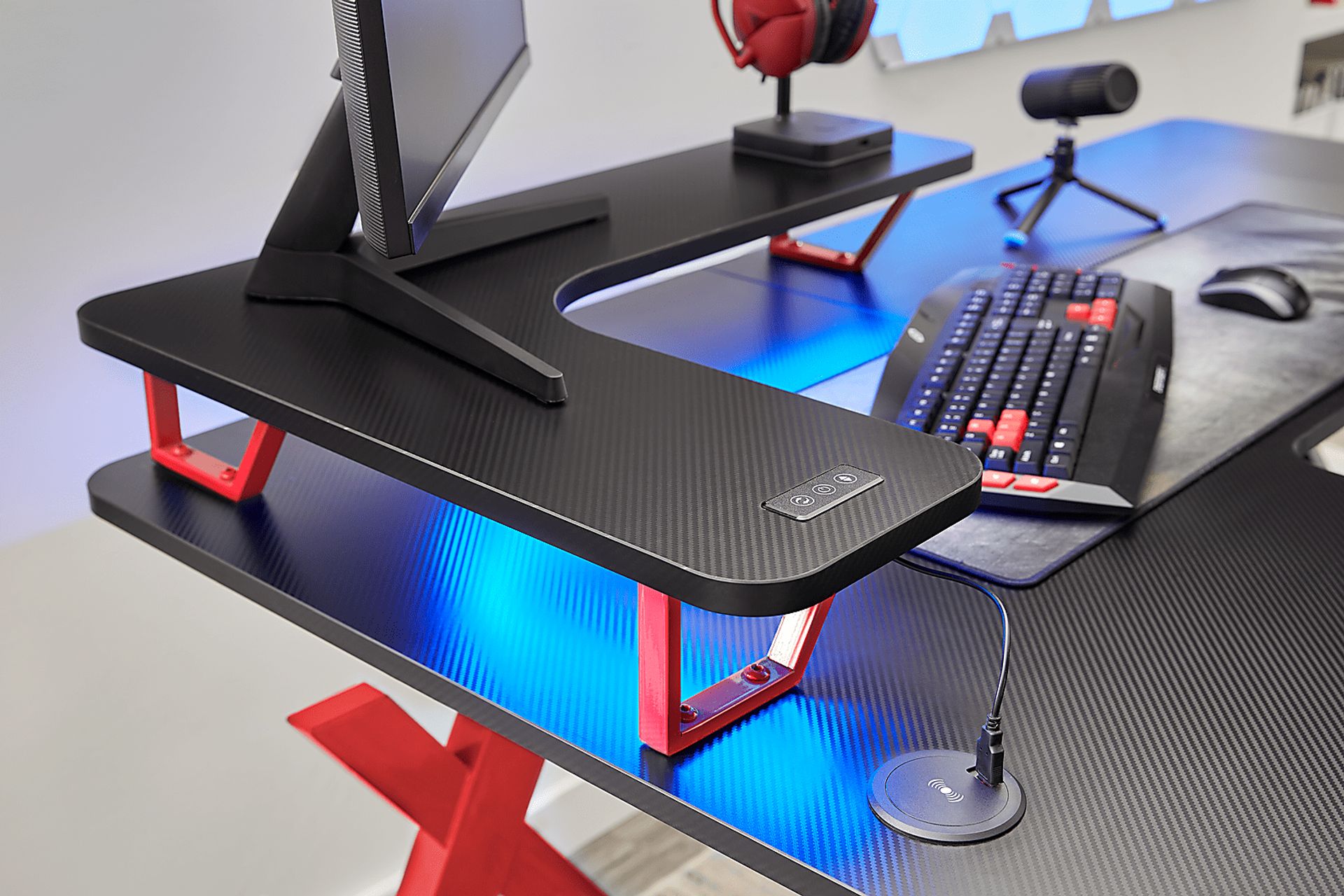 Kids Sound Trek Red L-Shaped Gaming Desk - Image 4