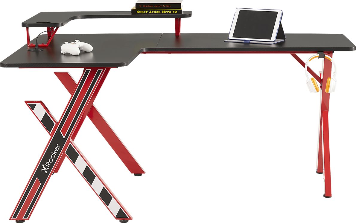 Kids Sound Trek Red L-Shaped Gaming Desk