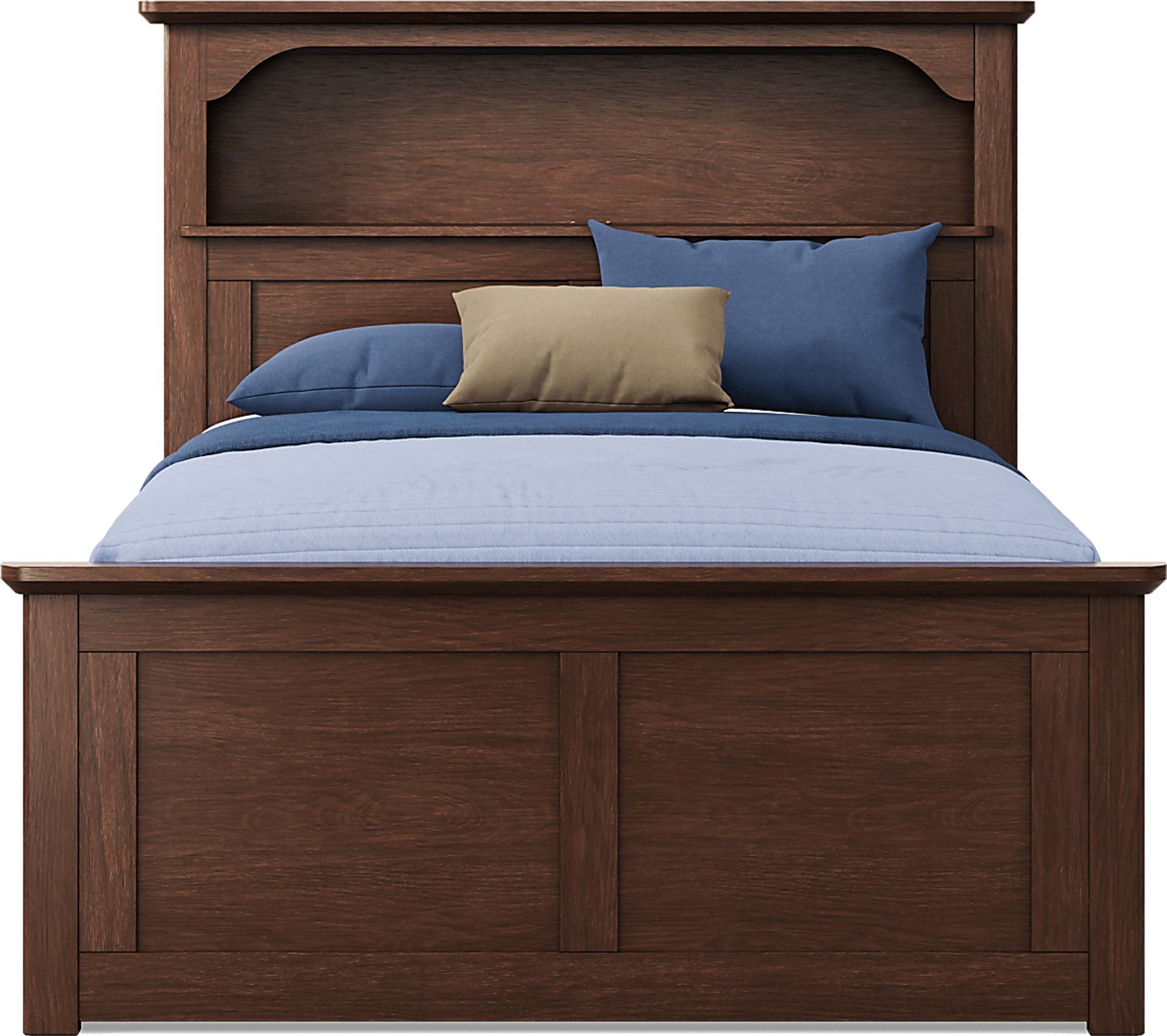 Kids South Bend Brown Cherry Full Bookcase Bed with 2 Storage Side Rails - Image 2