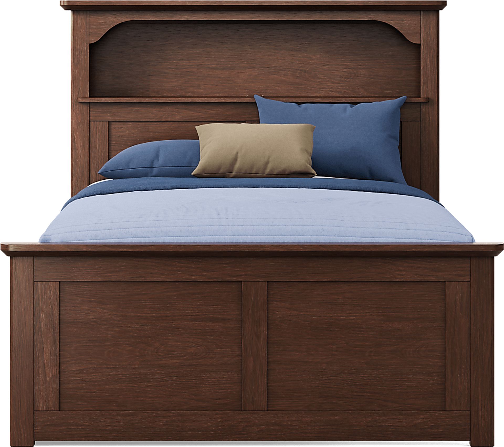 Kids South Bend Brown Cherry Full Bookcase Bed with Storage Side Rail - Image 2