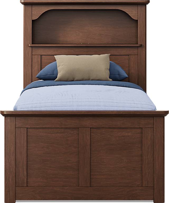 Kids South Bend Brown Cherry Twin Bookcase Bed with 2 Storage Side Rails - Thumbnail - Image 2