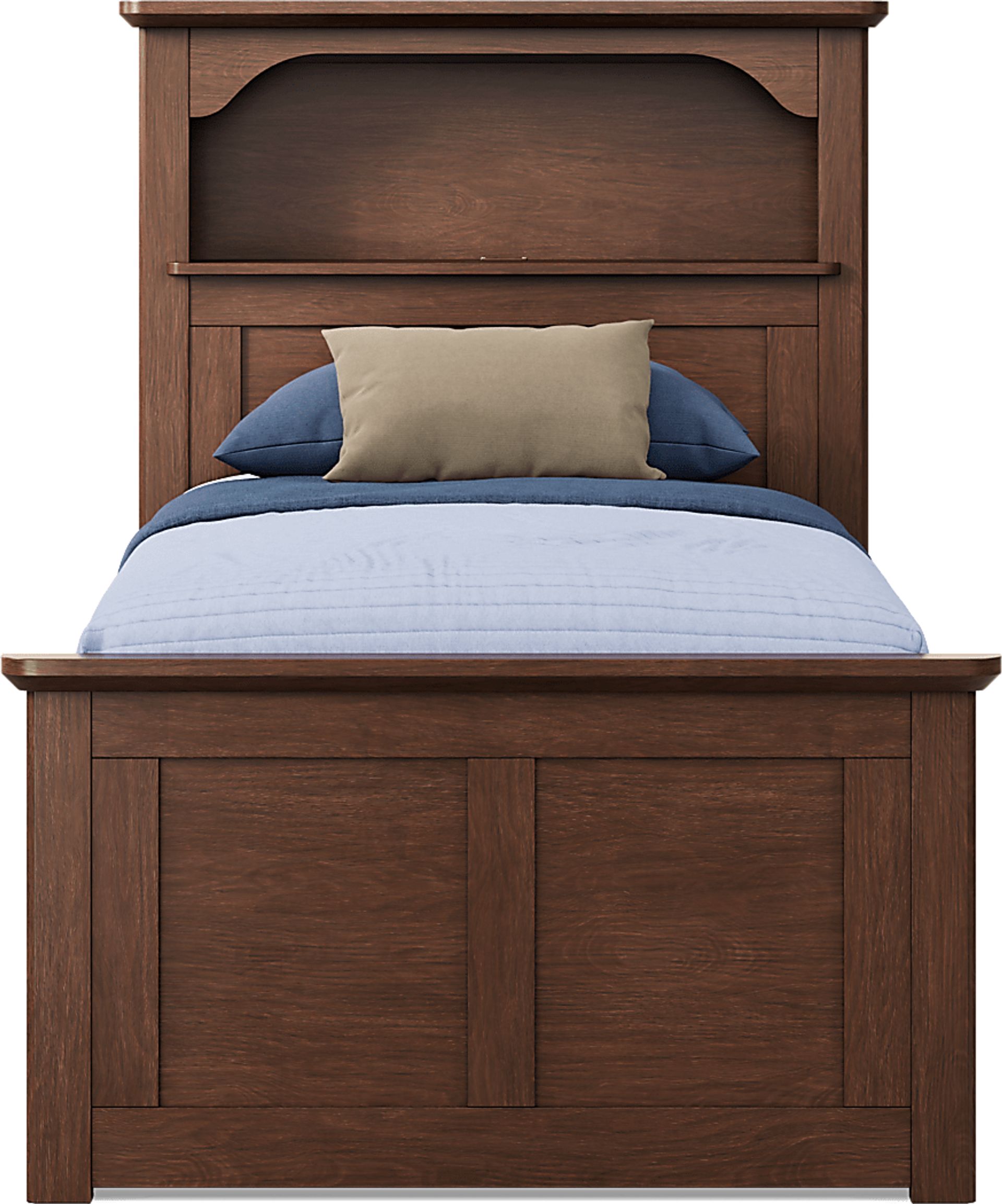 Kids South Bend Brown Cherry Twin Bookcase Bed with 2 Storage Side Rails - Image 2