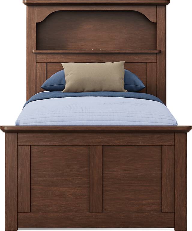 Kids South Bend Brown Cherry Twin Bookcase Bed with Storage Side Rail - Thumbnail - Image 2