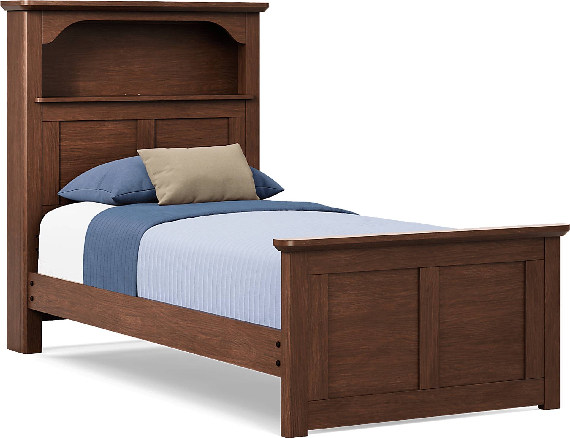 brown cherry twin bookcase bed