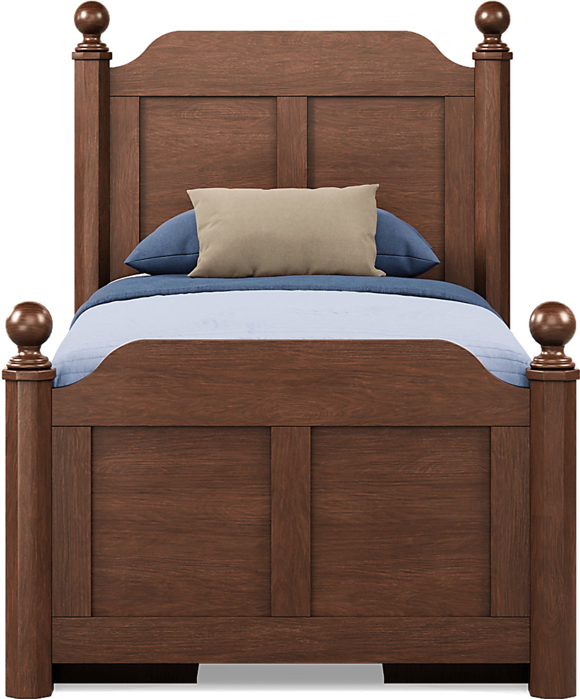 Kids South Bend Brown Cherry Twin Poster Bed with 2 Storage Side Rails - Image 2