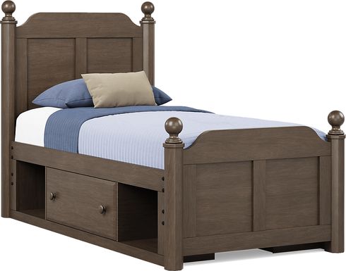 Kids South Bend Brown Cherry 3 Pc Twin Poster Bed with 2 Storage Side Rails