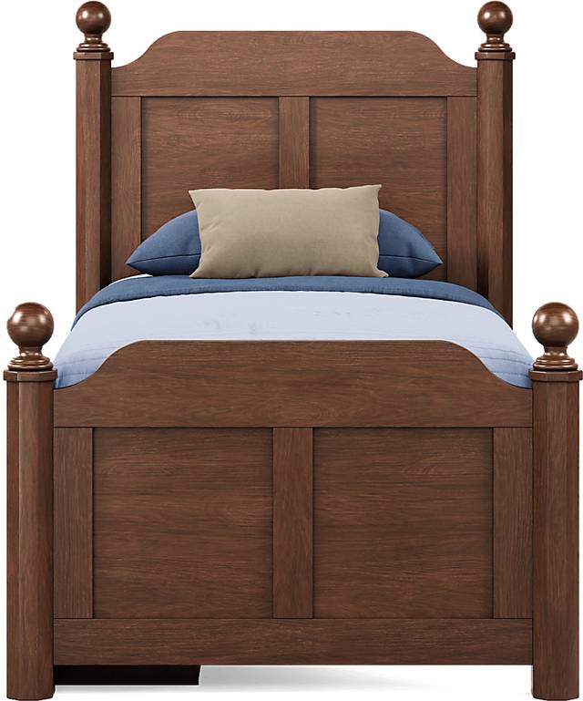 Kids South Bend Brown Cherry Twin Poster Bed with Storage Side Rail - Thumbnail - Image 2