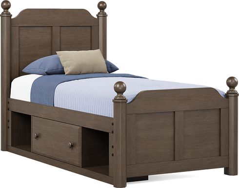 Kids South Bend Brown Cherry 3 Pc Twin Poster Bed with Storage Side Rail